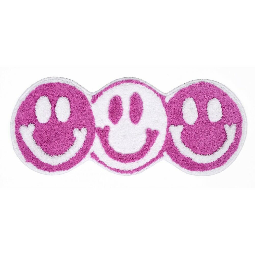 13"x30" Smile Non Skid Bath Rug Pink
