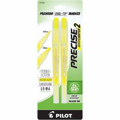 Pilot Precise Highlighter Yellow 2pk 1.3mm