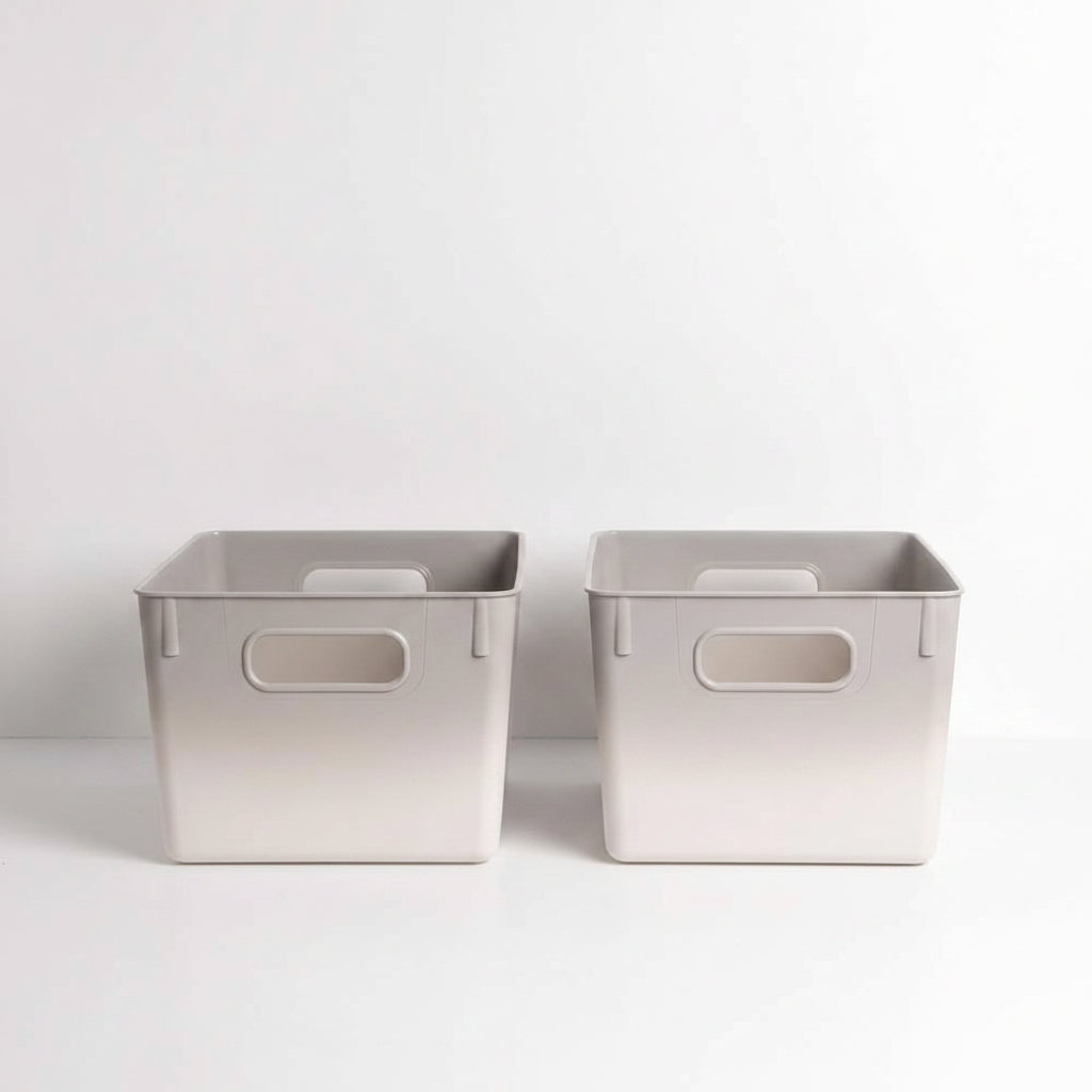 Isaac Jacobs 2pk 7"x8.11" Decorative Storage Ombre Bin Gray