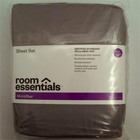 Room Essentials Twin/Twin XL Microfiber Sheet Set, Gray, 3-Piece
