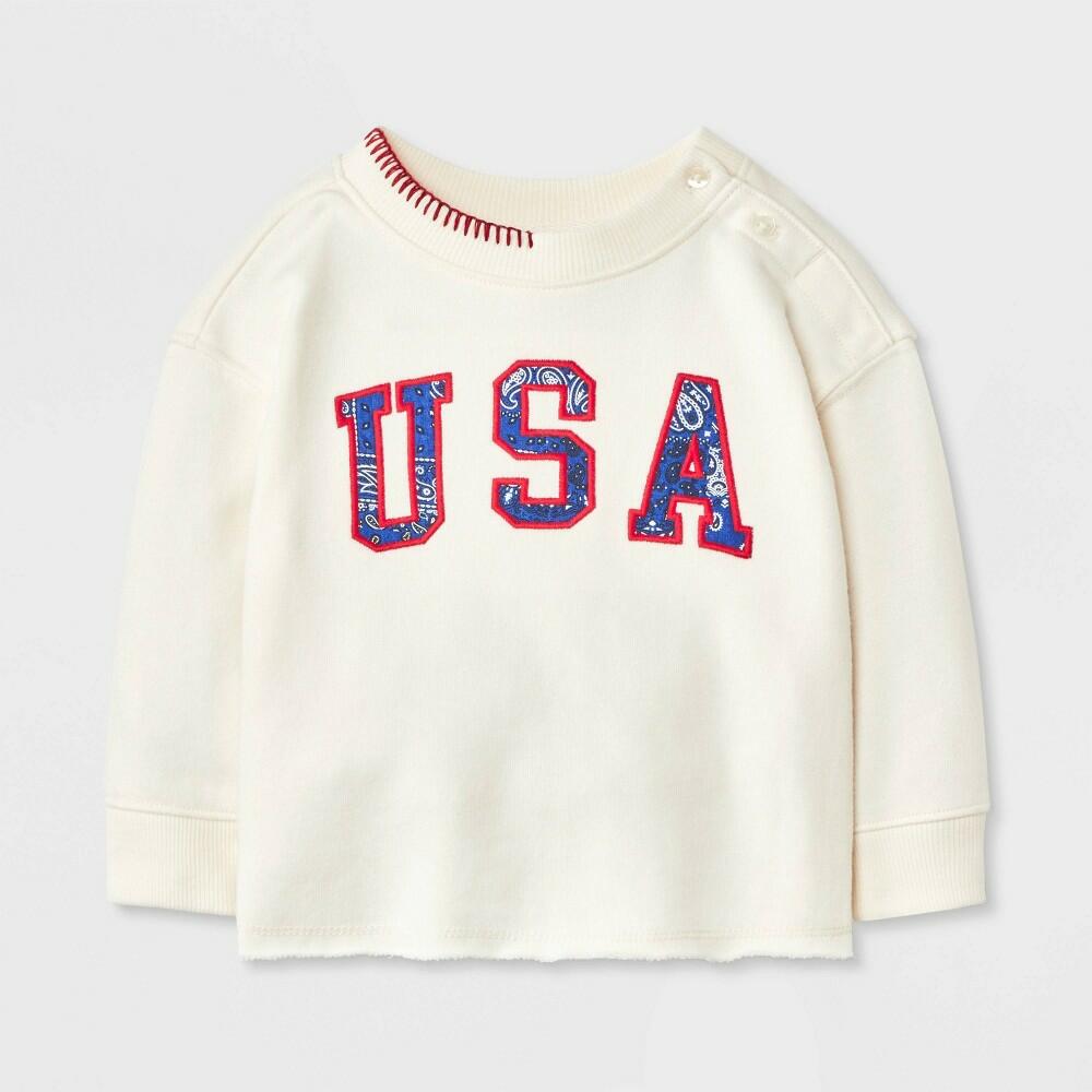 Newborn Cat & Jack 4th of July Sweatshirt, Cream