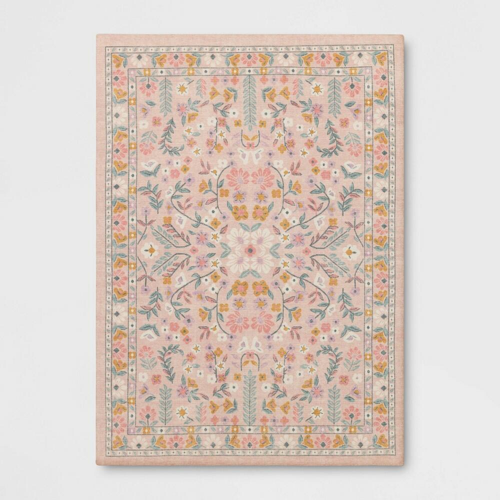 5'x7' Floral Kids' Rug Pink - Pillowfort