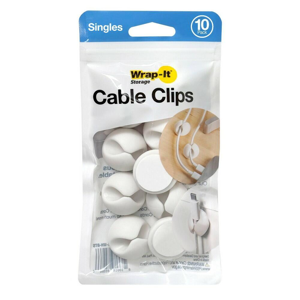 Wrap-It Cable Clips Single 10pk White