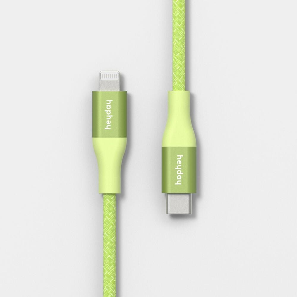 heyday USB-C to Lightning Cable 6 Ft, Lime Zest