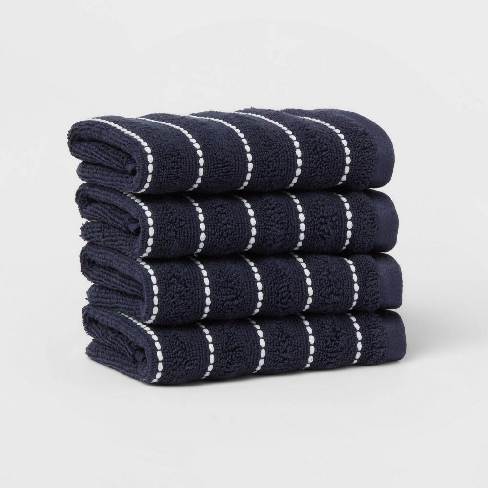 4pc Performance Plus Washcloths Navy Striped
