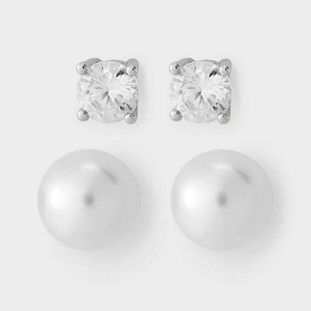 Silver Plated Glass Pearl Cubic Zirconia