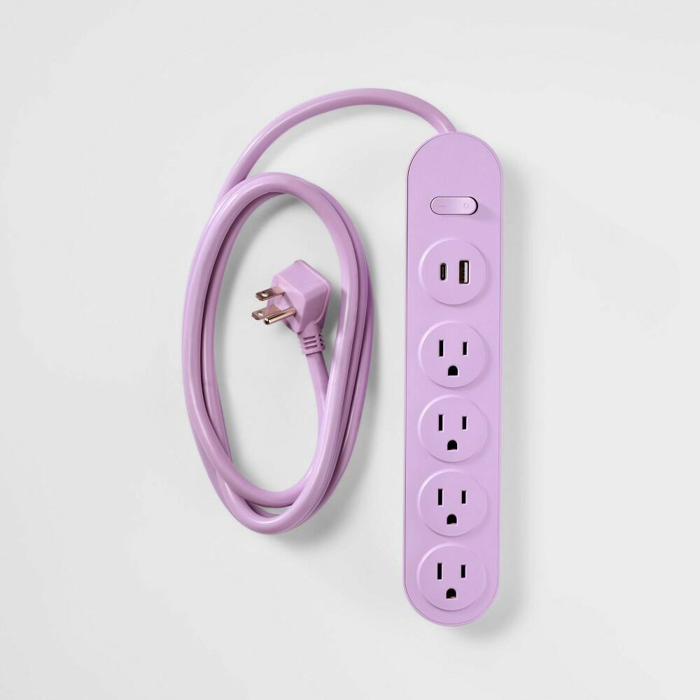 6' 4-Outlet Power Strip Extension Cord with USB and USB-C Ports
