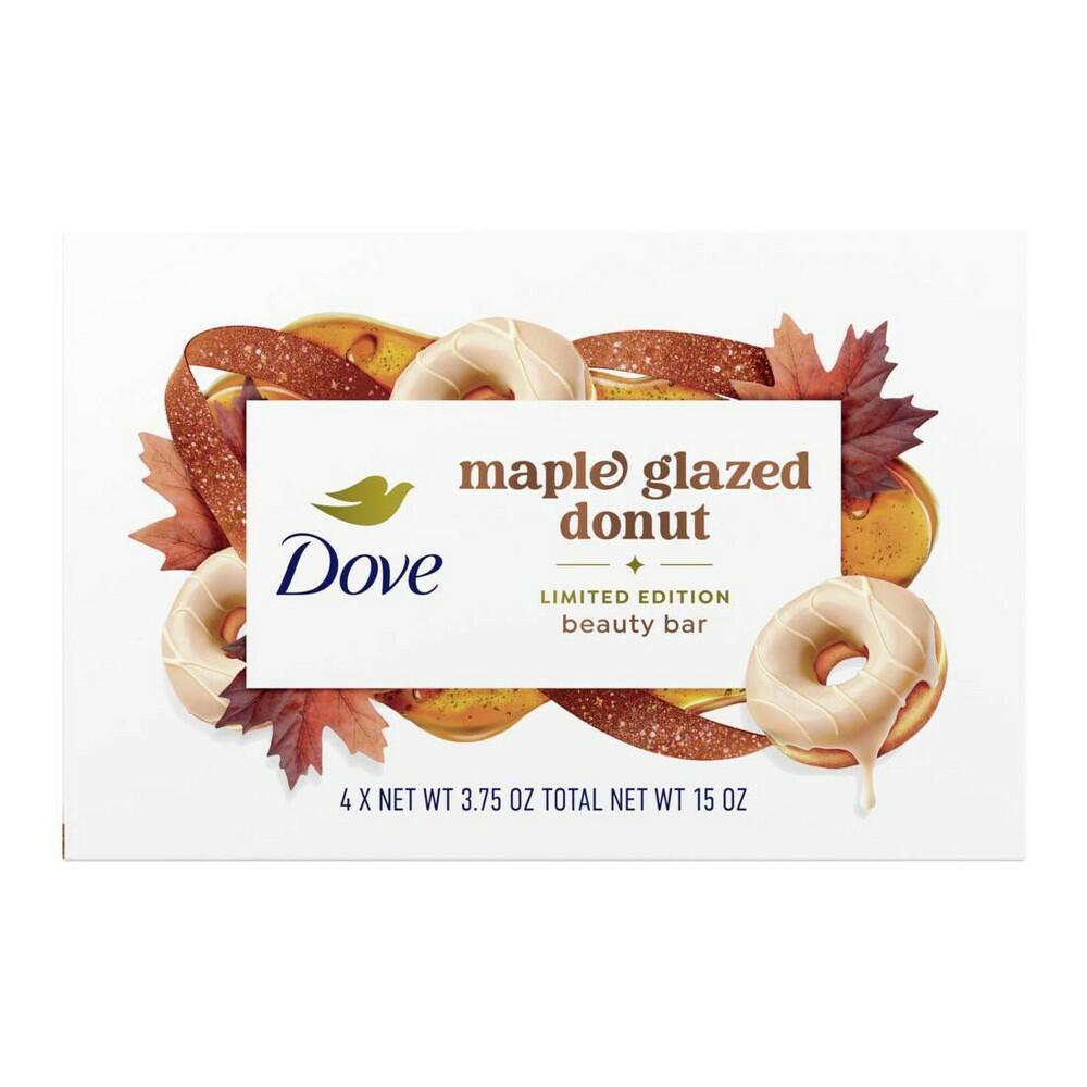 Dove Beauty 4pk Fall Holiday Treat Bar Soaps - Maple Glazed Donut - 15oz