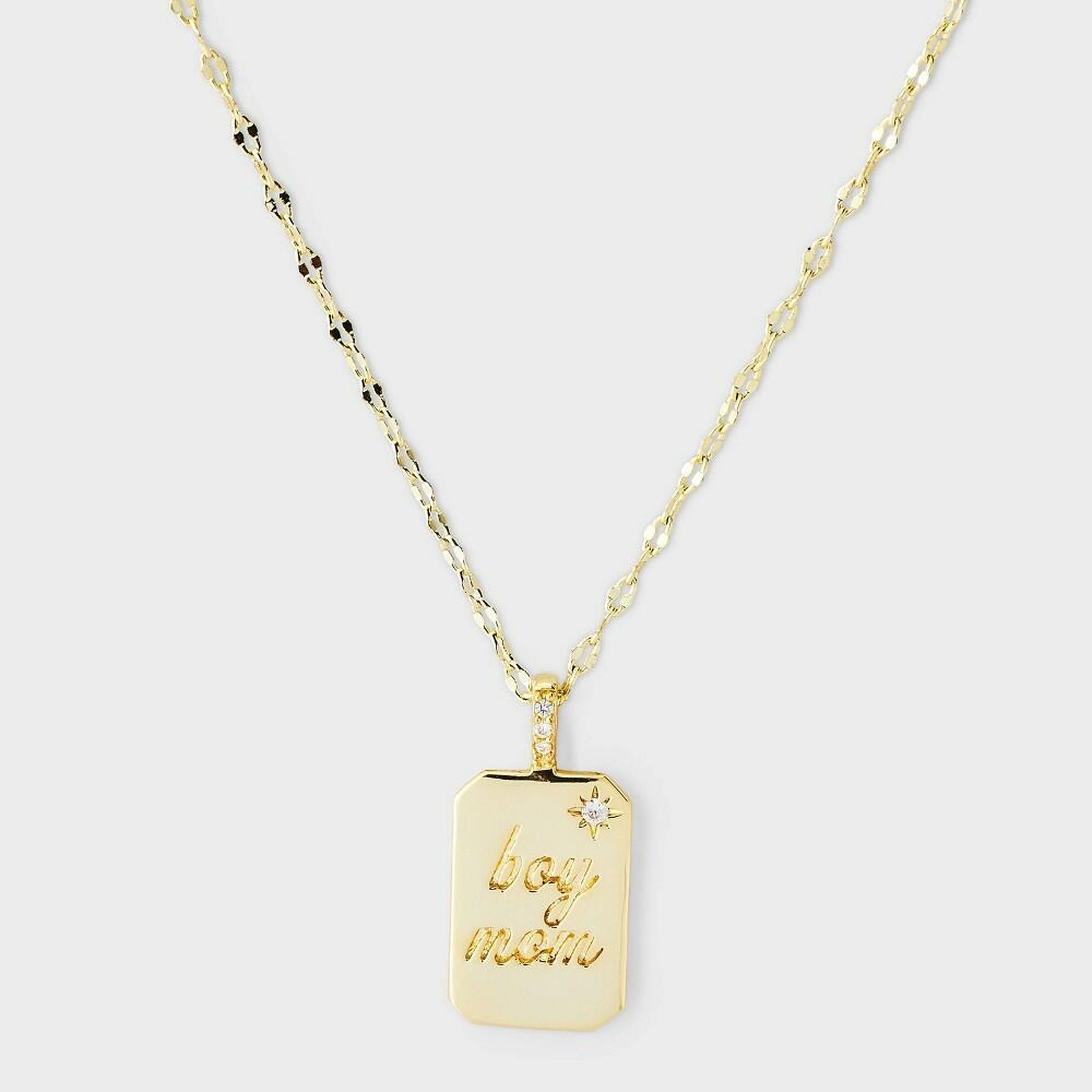 14k Gold Dipped "Boy Mom" Tag Pendant Necklace