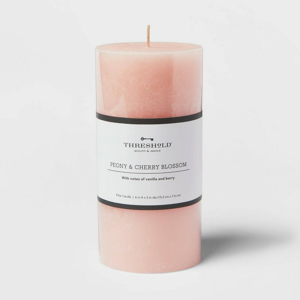 6"x3" Peony & Cherry Blossom Pillar Candle