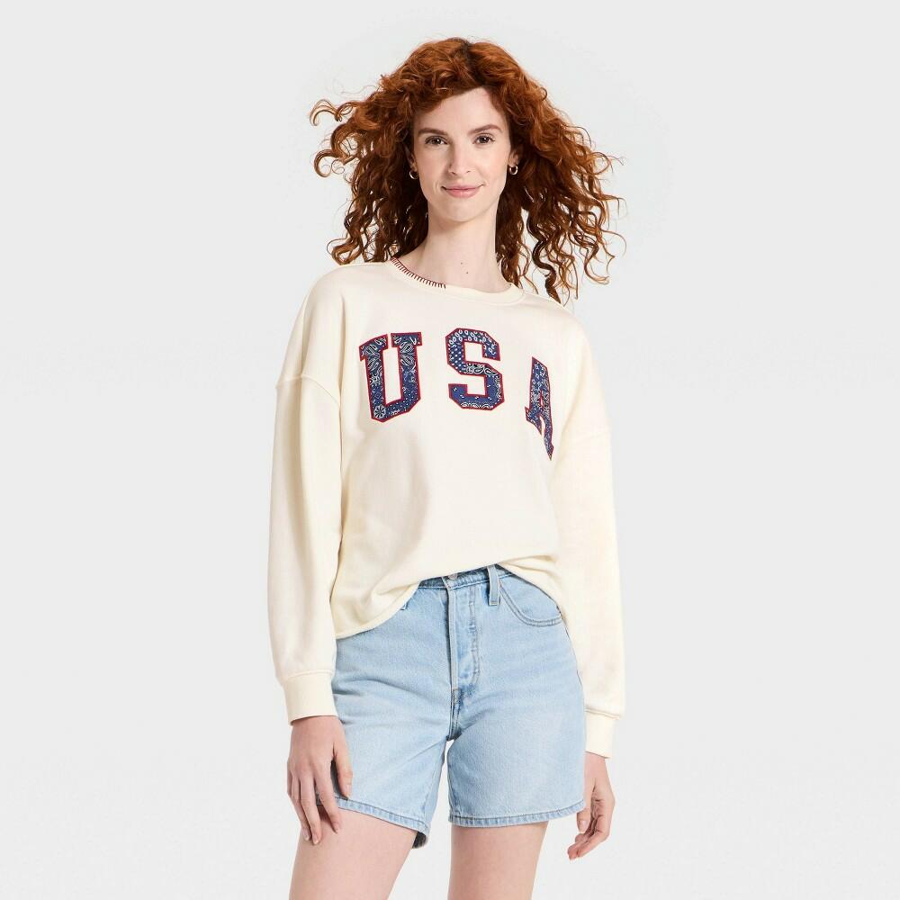 XS Women's Americana Pullover Sweatshirt - Universal Thread