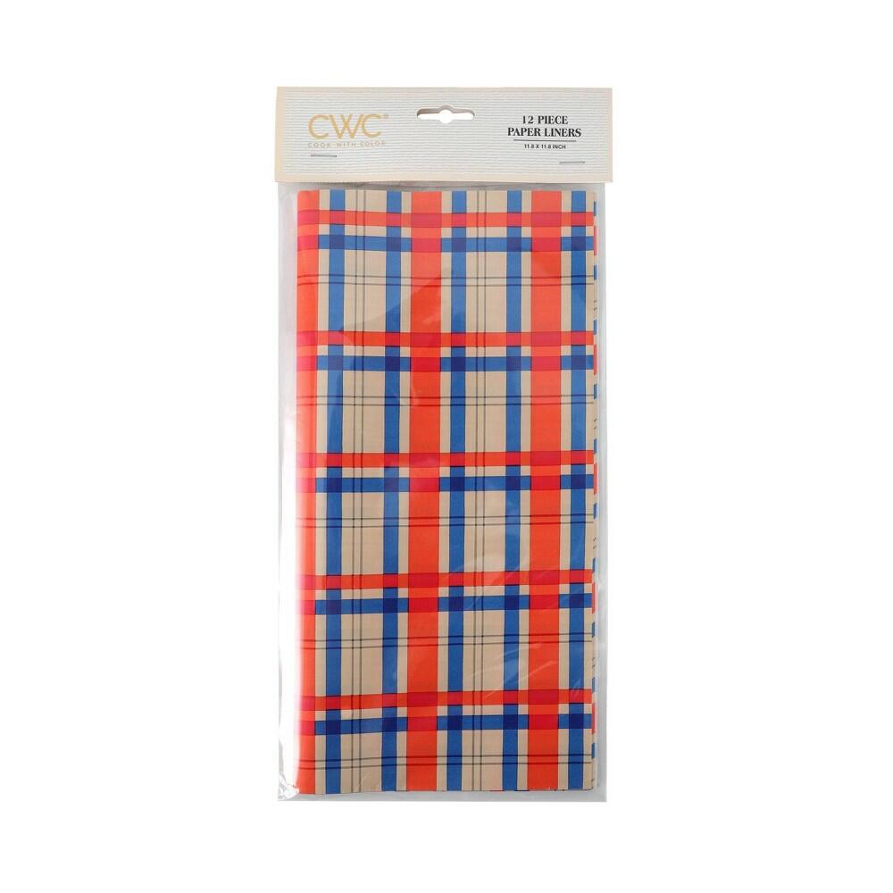 Cook With Color 12pk Food Basket Liners Plaid