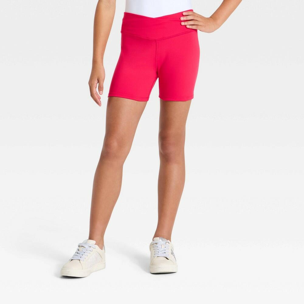 Girls' XL (14) Crossover Waistband Active Bike Shorts - All In Motion™