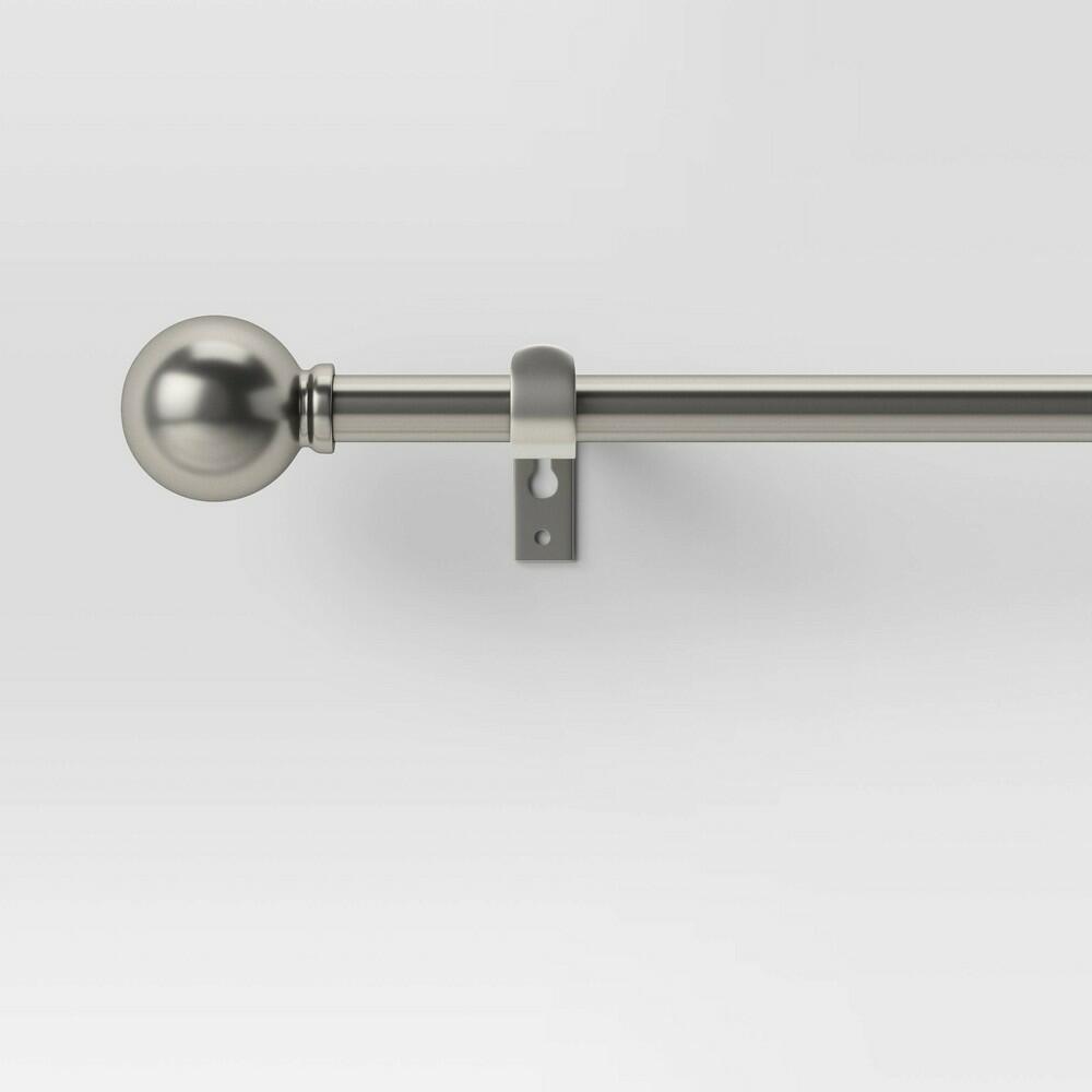 28"-48" Café Ball Curtain Rod Brushed Nickel