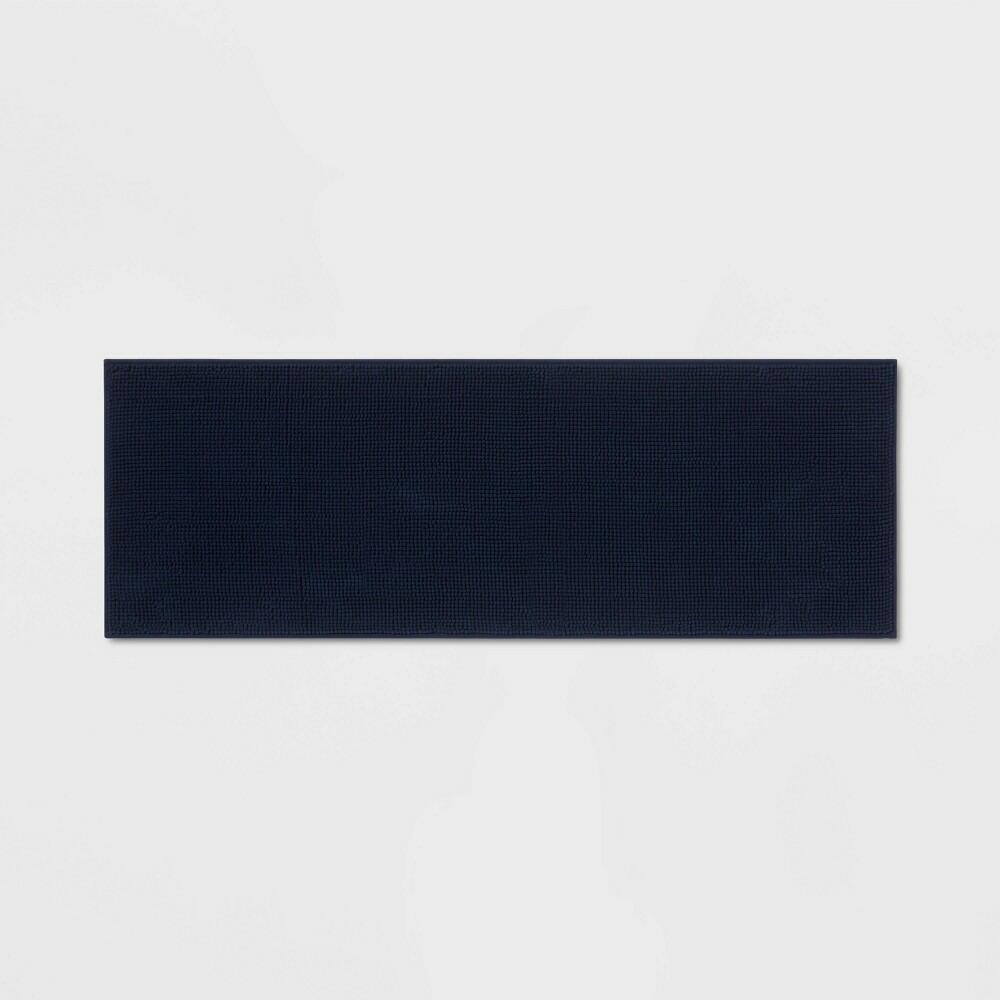20"x58" Everyday Chenille Bath Runner Navy - Room Essentials™: Machine Washable, Tufted Recycled Polyester