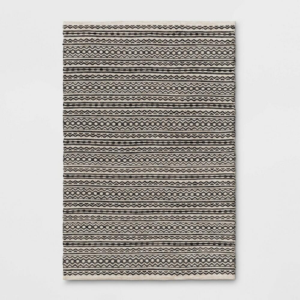 4'x6' Washable Norwalk Stripe Accent Rug Black/White - Threshold™