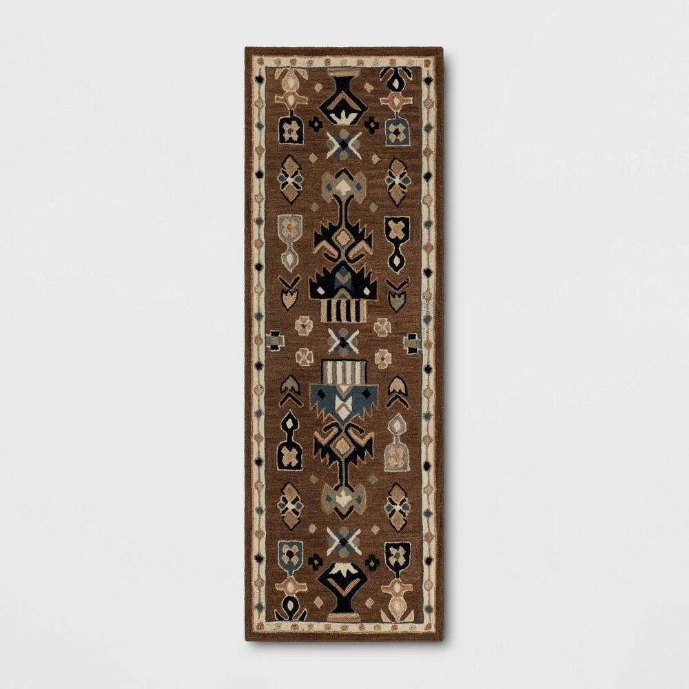 2'4"x7' Wool Tufted Runner Rug Brown - Threshold