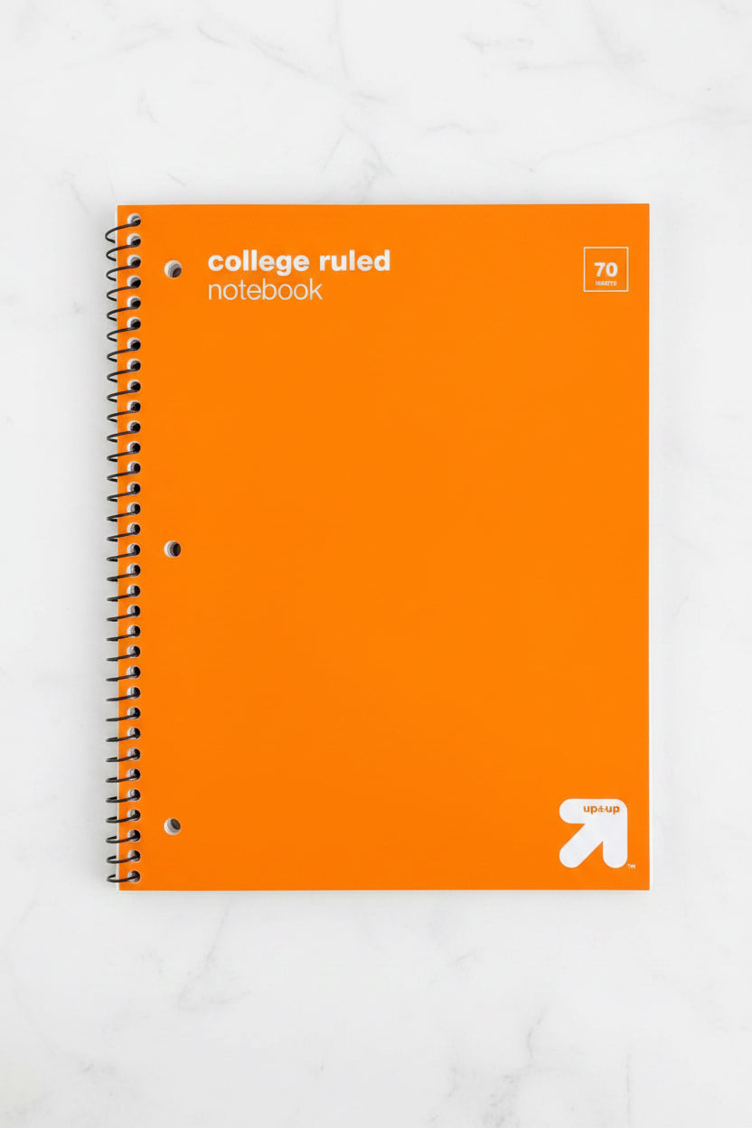 College Ruled Orange Notebook