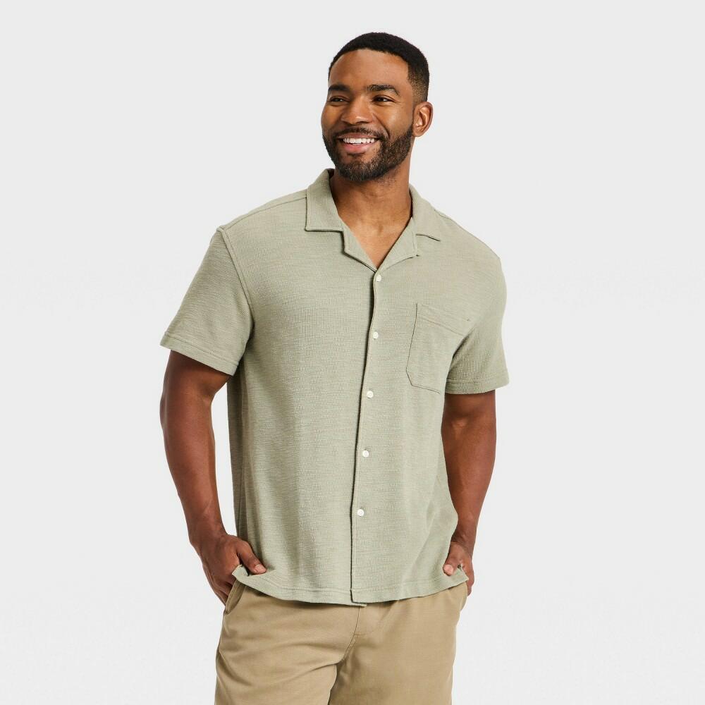 Men's Short Sleeve Knit Camp Shirt - Goodfellow & Co™ Tan M