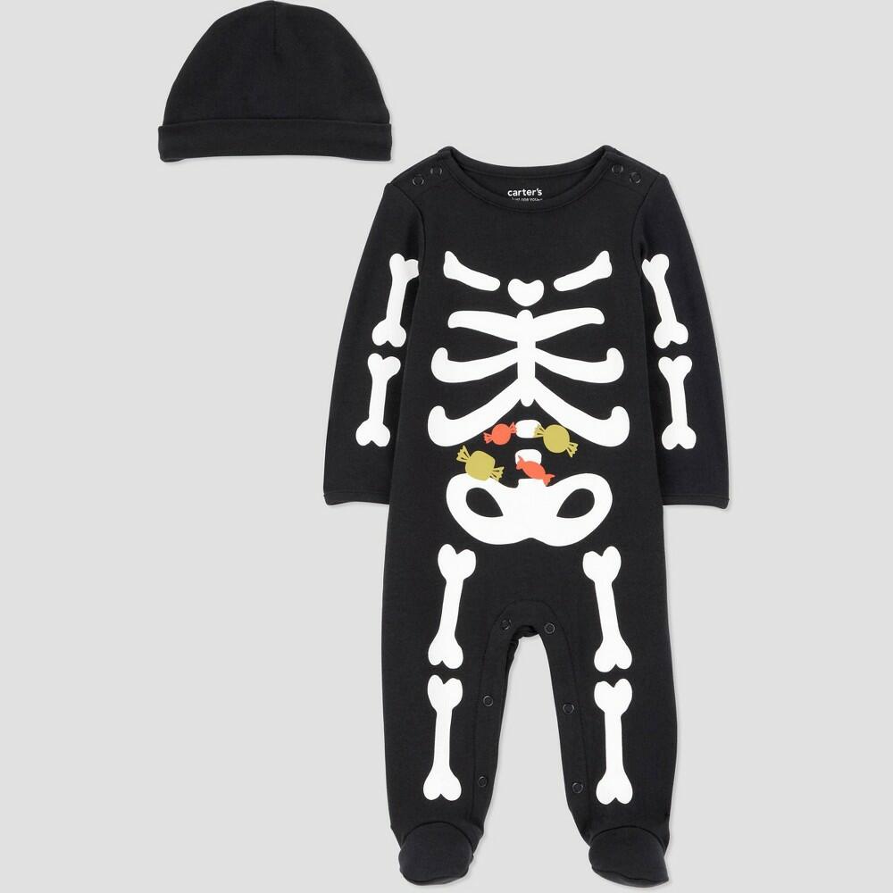 Carter's Just One You® Baby 2pc Halloween Skeleton Sleep N' Play with Hat - Black 3M