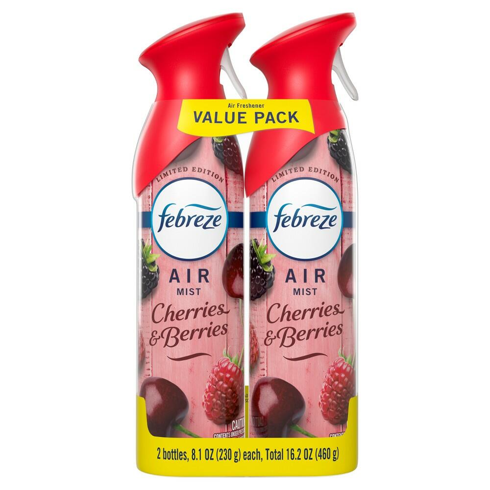 Febreze Odor-Fighting Air Freshener Cherries & Berries - 2ct: Non-Powered, Aerosol