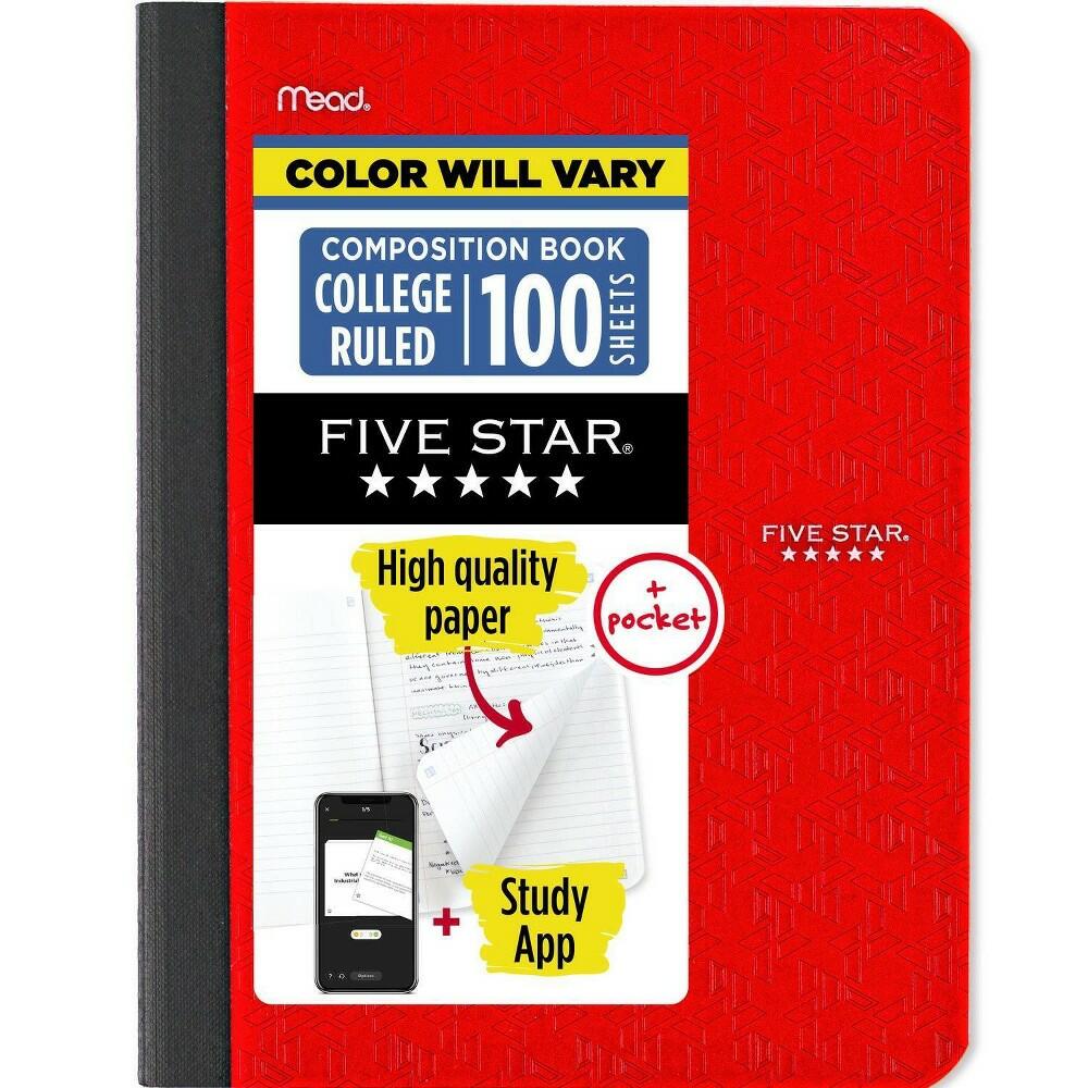 Five Star Comp Book with Pocket 100ct pages (Color Chosen At Random)