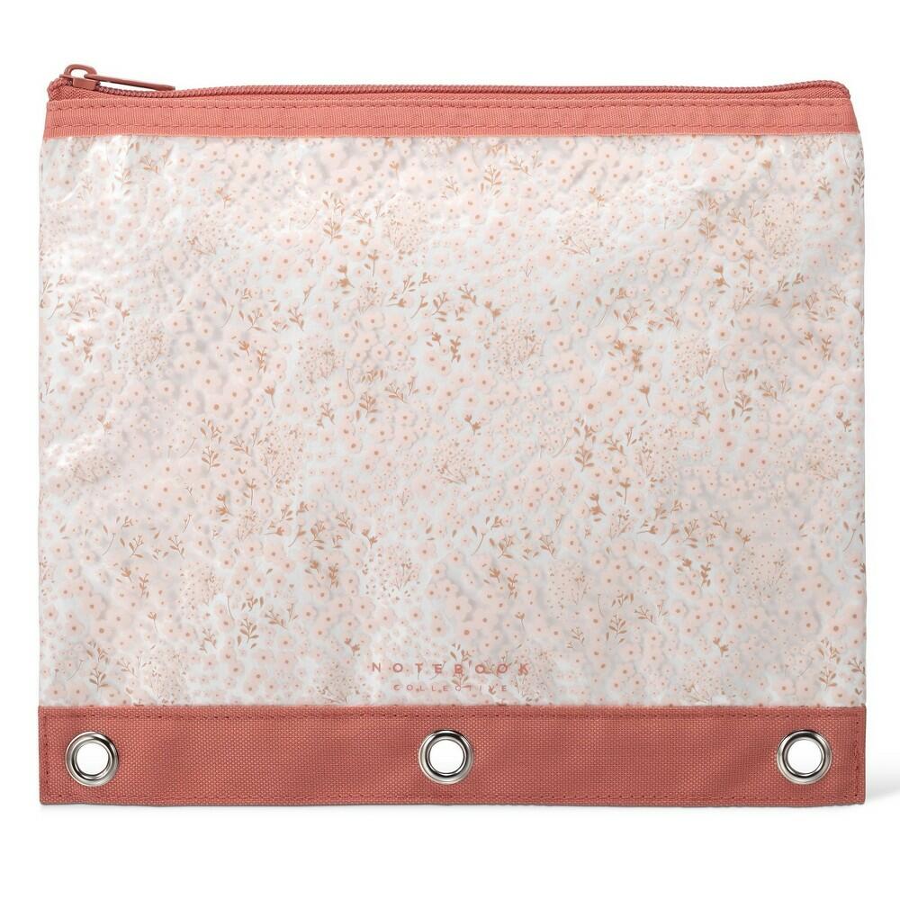 Pink Floral Double Layer Binder Pouch