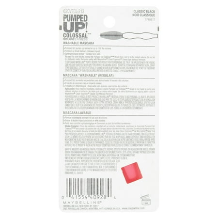 Maybelline Volum Express Pumped Up, Colossal Washable Mascara, Classic Black