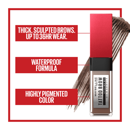 Maybelline Tattoo Studio Brow Styling Gel, Up to 36HR Wear, Black, 0.2 fl oz *Damaged Packaging*