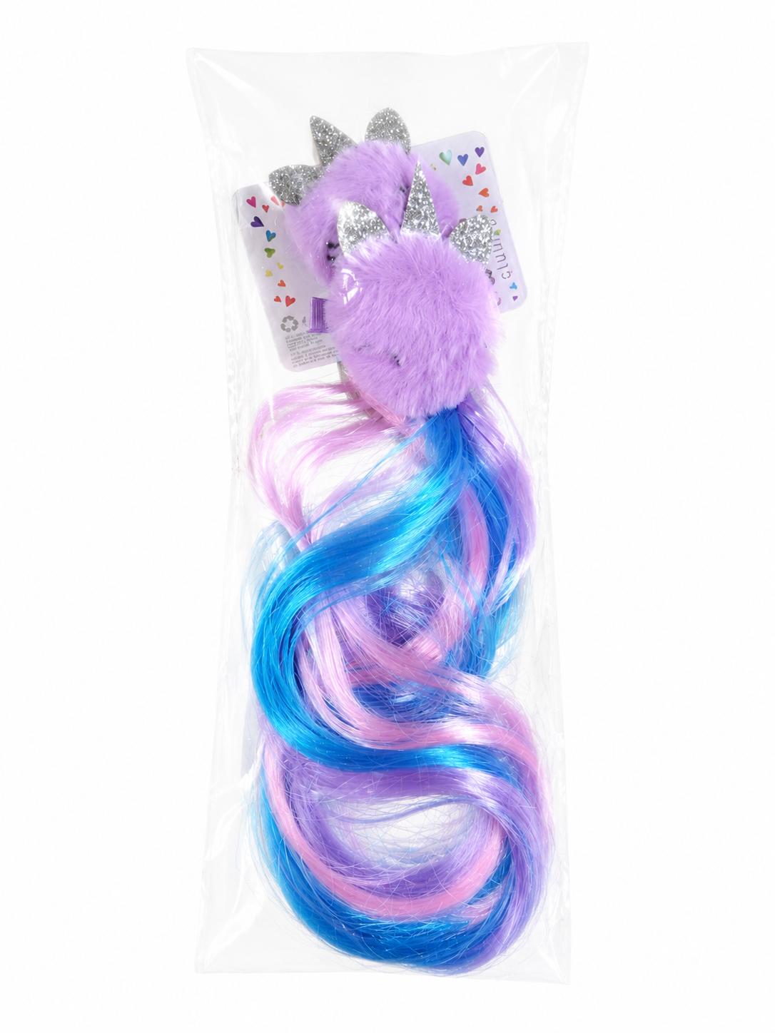 Claire's Club Clip-on Hair Extension - Pink, Blue, and Purple