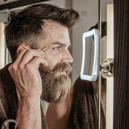 Fancii Mira 2 Rechargeable 10x Magnifying Mirror with 3 LED Light Settings, Dimmable Touch Light, Locking Suction Mount, Lighted Mirror for Bathroom or Travel *Damaged Packaging*