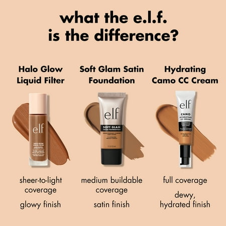 e.l.f. Soft Glam Satin Foundation, 44 Tan Cool, 1 fl oz