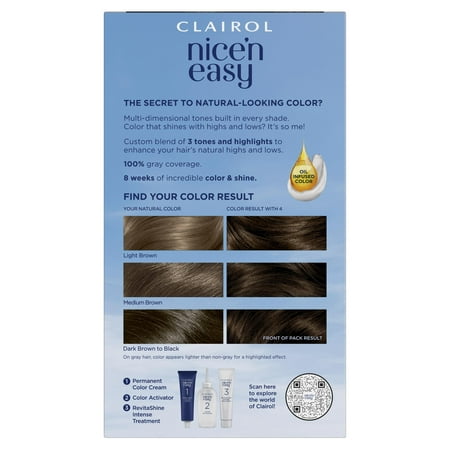 Clairol Nice 'n Easy Permanent Hair Color Cream, 4 Dark Brown **Minor Box Damage*