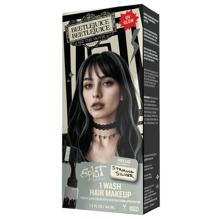 Splat One-Wash Temporary Hair Dye Beetlejuice Beetlejuice Striking Silver *Damaged Packaging*