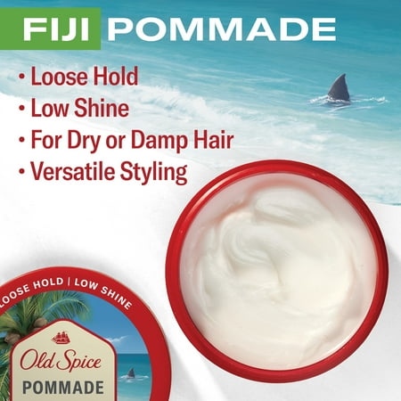 Old Spice Fiji Hair Styling Pomade for Men, Loose Hold, Low Shine, 2.22 oz