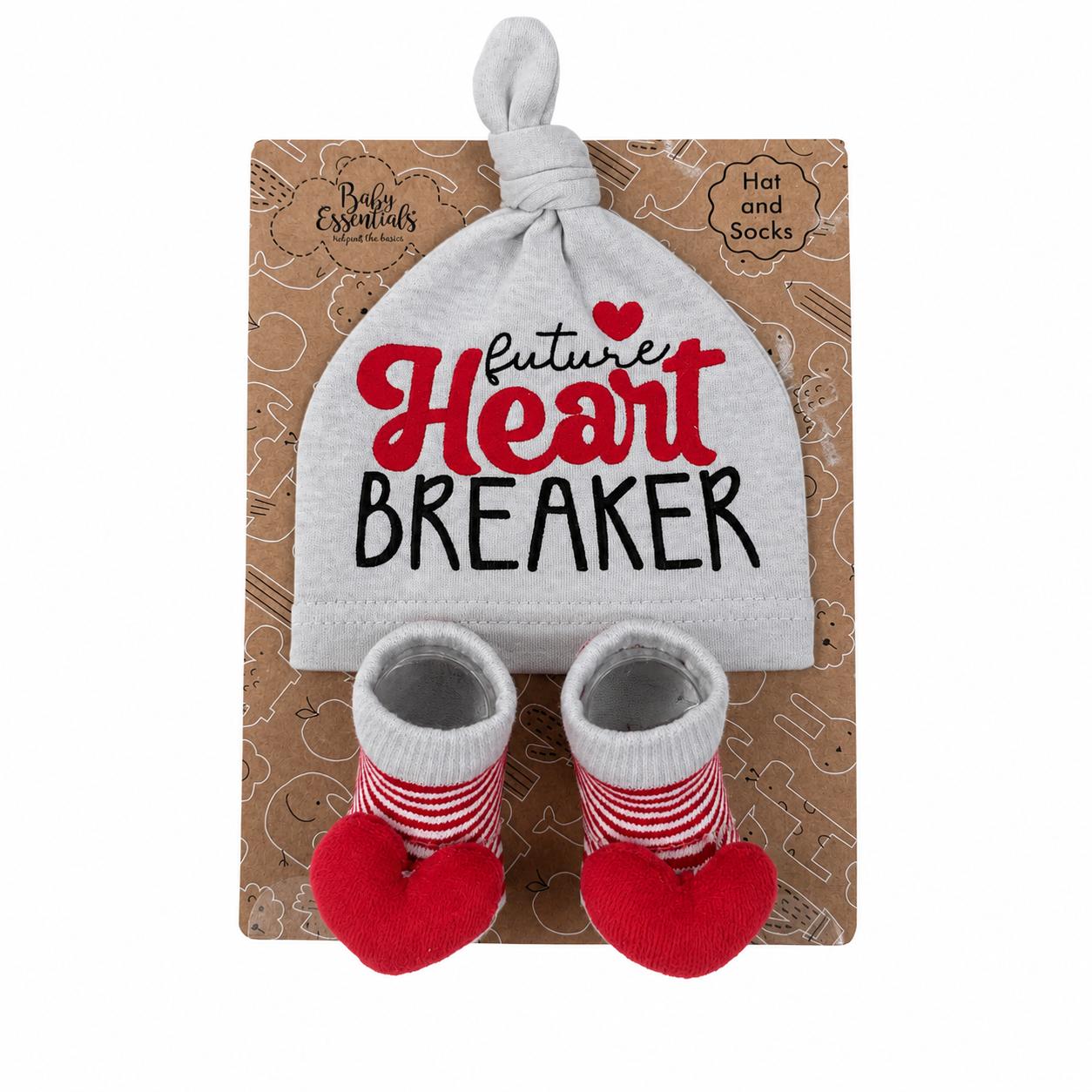 Hat and Bootie Socks Red Hearts “Future Heartbreaker”