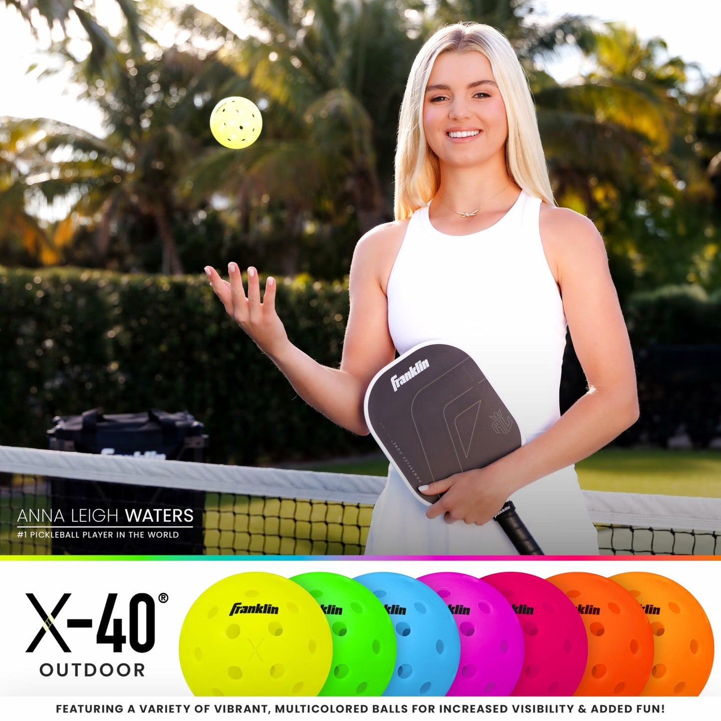 Franklin Sports Pickleball-x Outdoor Balls-Optic Yellow