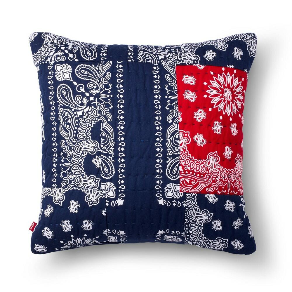 18"x18" Patchwork Bandana Print Throw Pillow Blue