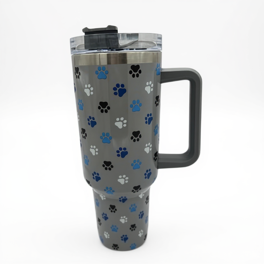 Silver One Stainless Steel Double Wall Insulated Tumbler 40 oz *Designs Vary Chosen at Random*