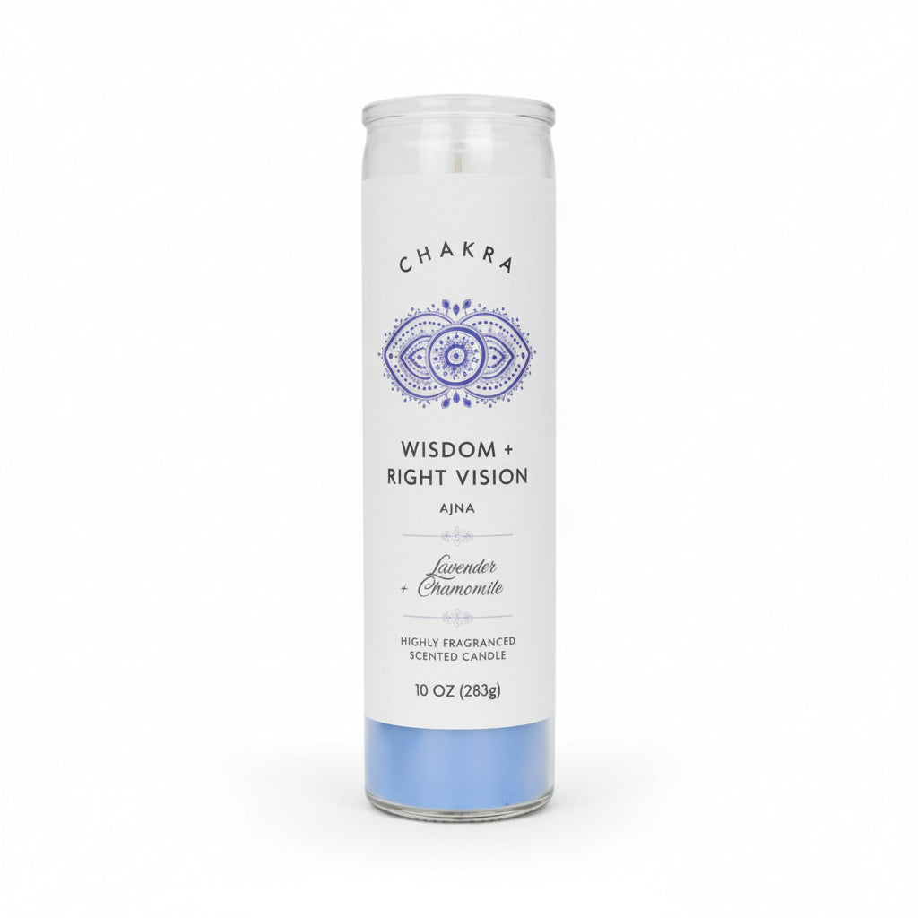 Star Candle Co. 3-Wick Chakra Pillar Candle, Wisdom & Vision, 8 in - 10 oz