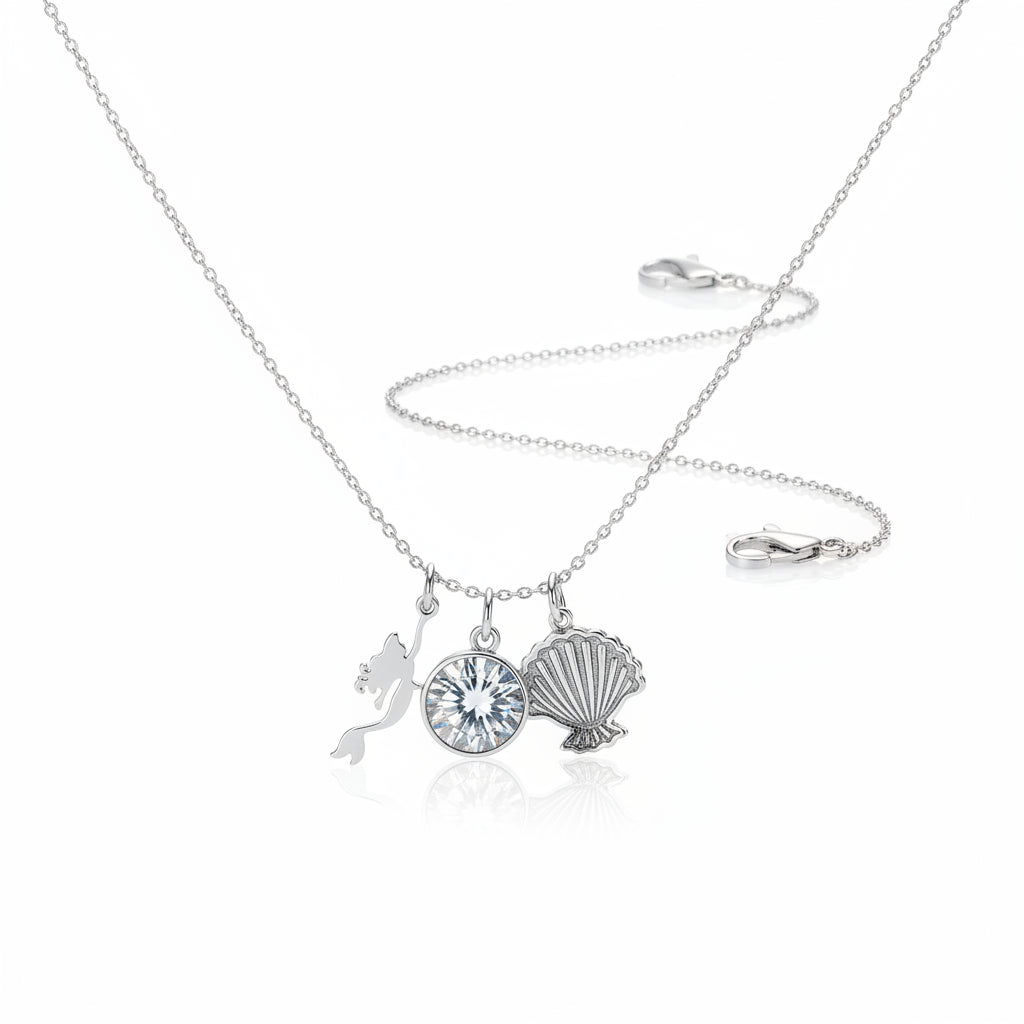 Disney The Little Mermaid Fine Silver Plated Charm Necklace