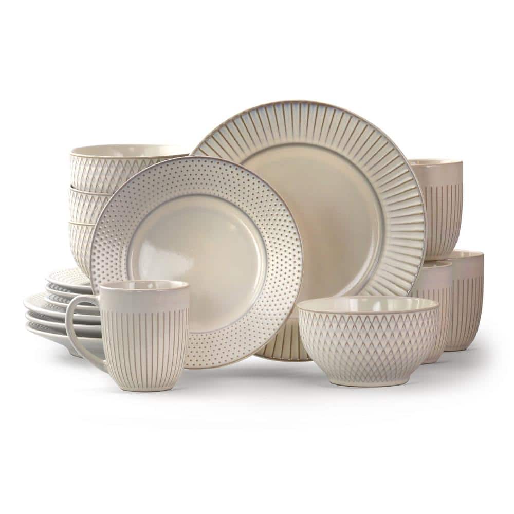 Market Finds 16-Piece Contemporary White Stoneware Dinnerware Set (Service for 4)