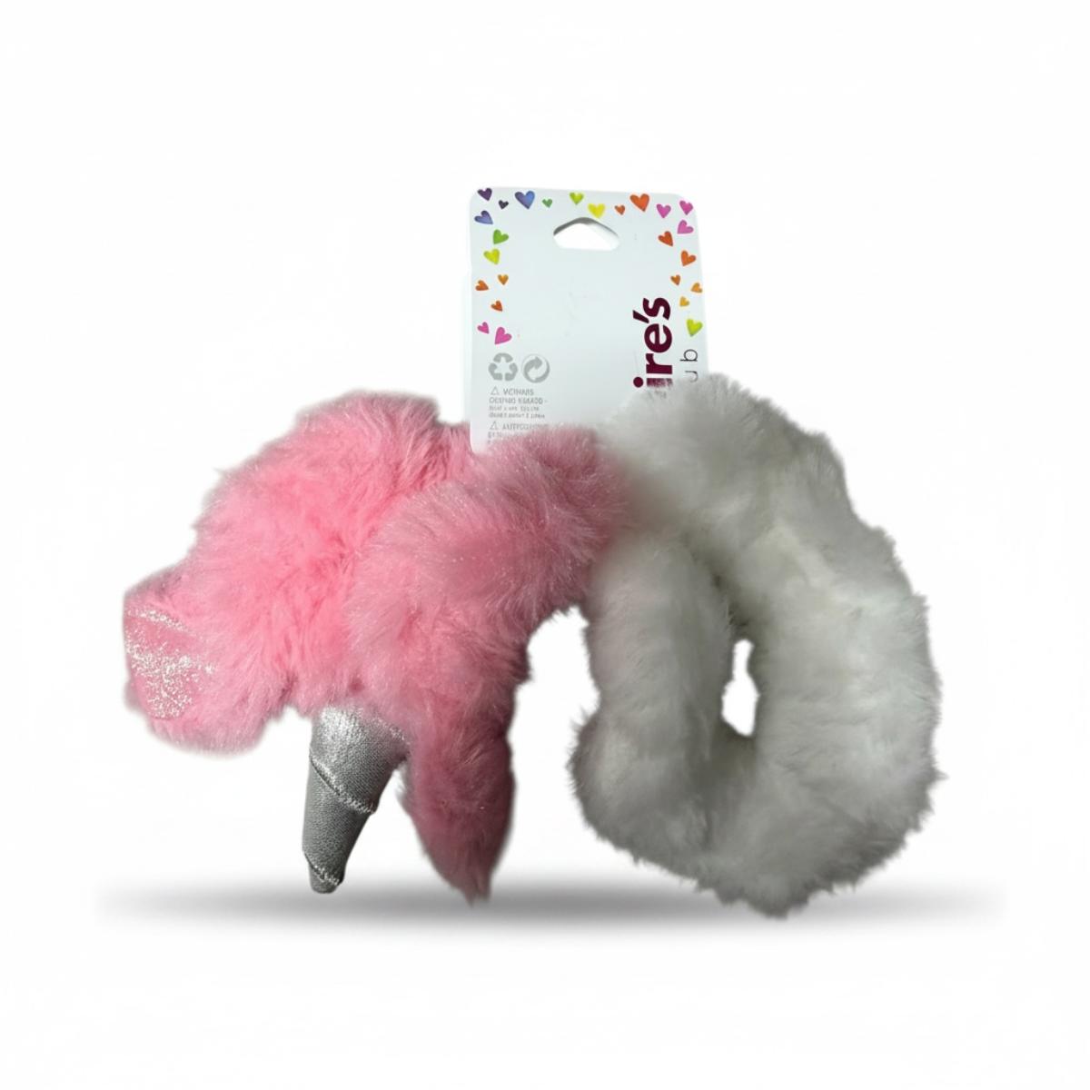 CLAIRE'S Pink and White Unicorn Hair Scrunchie | Soft, Cute No Damage Scrunchies, Hair Accessories - 2 Pieces