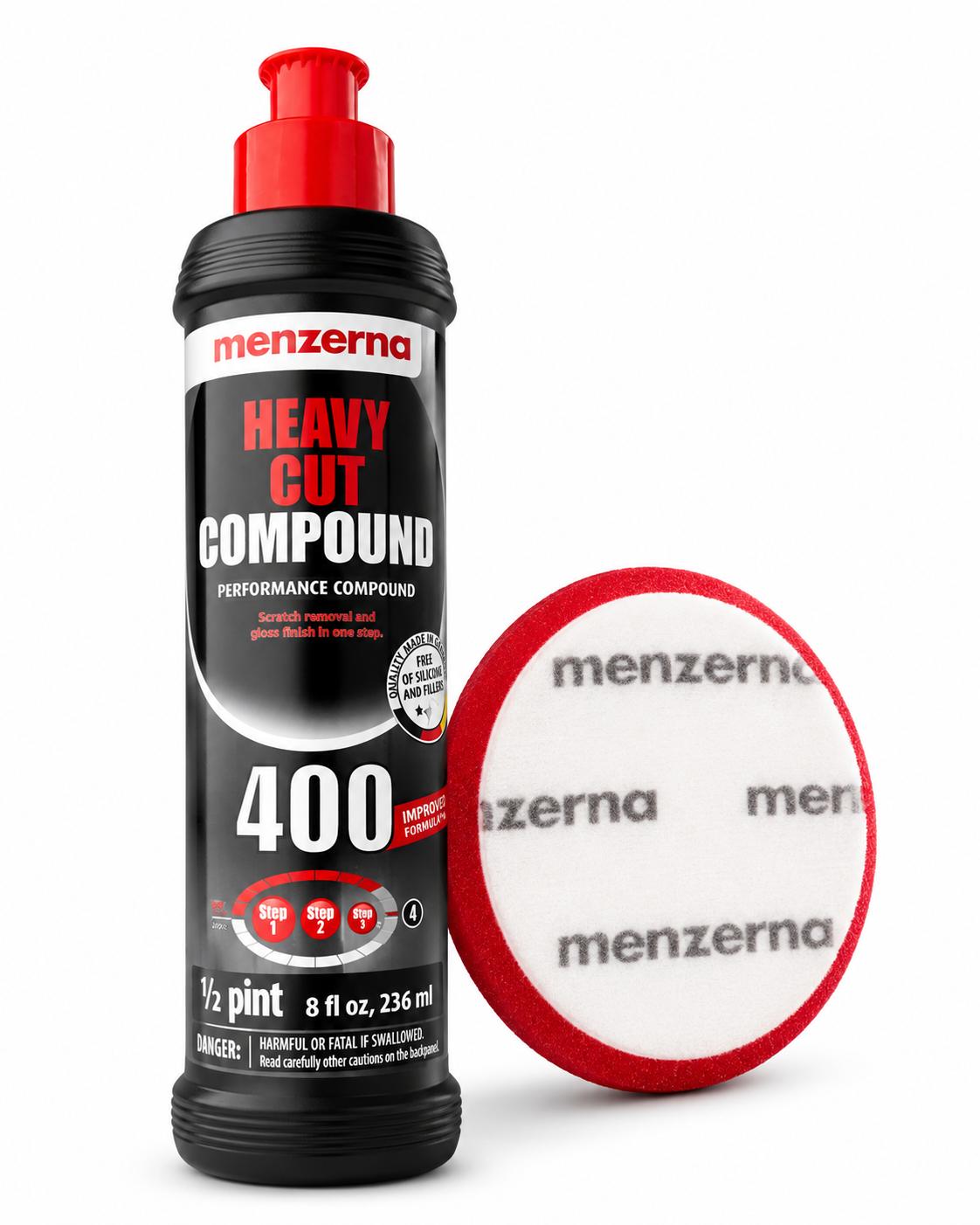 Menzerna Heavy Cut Compound 400 with Polishing Pad, 8 fl oz