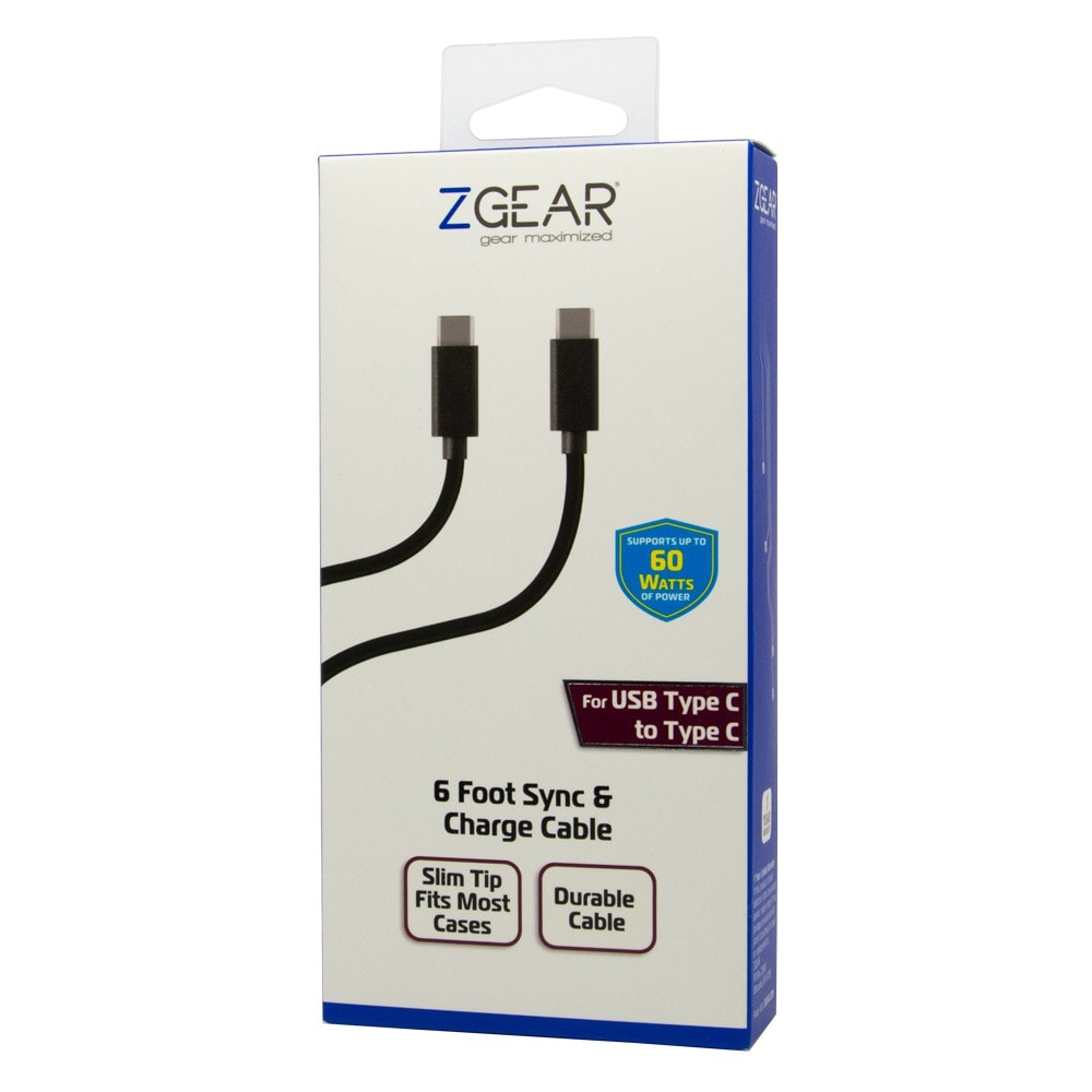 ZGear USB-C to USB-C Cable - Black 6 Ft *Damaged Box*