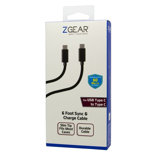 ZGear USB-C to USB-C Cable - Black 6 Ft *Damaged Box*