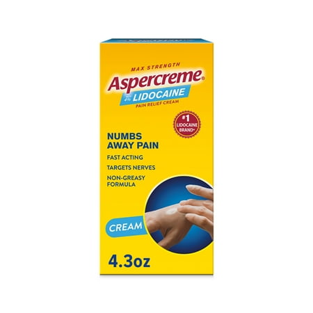 Aspercreme Max Strength Topical Numbing Pain Reliever for Nerve Pain Relief, 4% Lidocaine, Odor Free, 4.3 oz *Damaged Box* *Exp 10/26*