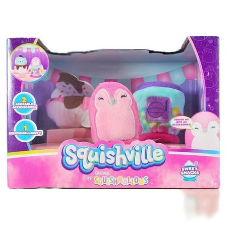 Squishmallow Squishville Penguin Sweet Snacks Set Ultra Soft Stuffed Plush