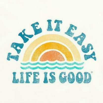Men's  L - Life Is Good Take It Easy Rainbow Waves Short Sleeve Tee