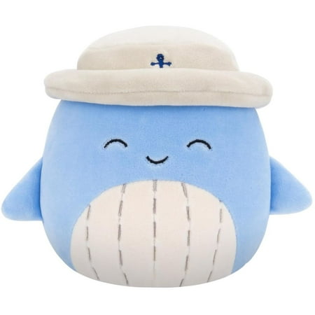 Squishmallows Original 16 inch Samir Blue Whale Plush with Bucket Hat